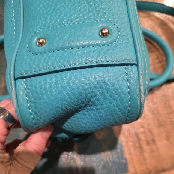 Women's Cole Haan Teal Leather Satchel Handbag -REFURBISHED - Picture 5 of 14
